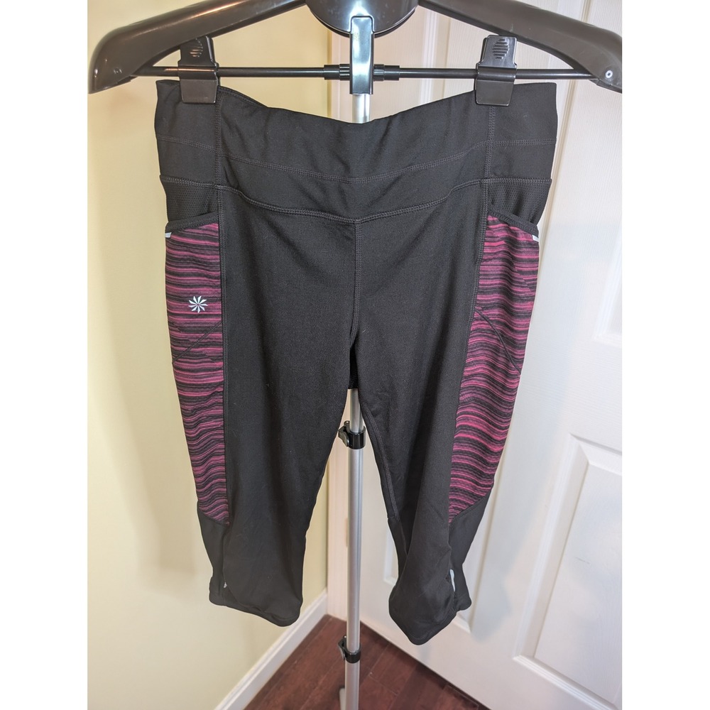 Athleta Spliced Mix Match Be Free Knicker Women M Black Purple‎ Pockets